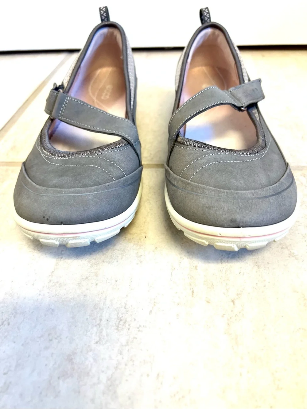 ECCO Arizona Mary Jane flats adjustable hook-and-loop straps comfort preppy chic
